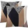 Jaotto Federe Cuscini Divano 45x45 cm, Copricuscino Divano Elasticizzato Decorativi Set di 2, Cuscino da Divano Lavabile, Fodere Letto Decorative per Casa Auto Divano(Geometria Arancia)