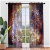 Hiseng 2 Pezzi Tende Voile Trasparente Interni, Decorativi Sheer Tenda per Camera da Letto Finestre Porta Cucina Soggiorno Mandala Stampata Semi Trasparente Tende (80x115cm,Galassia Marrone)