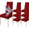 cecaro group Coprisedie con Schienale 6 Pezzi Elasticizzati, Impermeabili, Misura Universale, Coprisedia Soggiorno Cucina Moderna Lavabile Estraibile (rosso)