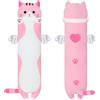 Yeqivo Peluche Cuscino Lungo Gatto Kawaii per Bambina - PLUSH Cuscino PELUCHE GATTO per Letto e Divano (50CM Rosa)