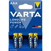 Varta Batteria alcalina AAA non ricaricabile da 1,5 V ad alta energia, batterie non ricaricabili (alcaline, 1,5 V, AAA/MICRO/LR03)