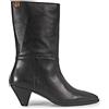 POPA - Stivali con Tacco da Donna - Caye - 37 - Prodotti in Spagna - Nero - Elaborati in Pelle - Gambaletto Largo 8,5 cm - Tacco Geometrico con Altezza di 5,5 cm