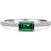 Bellitia Jewelry Anello in argento sterling 925 placcato oro bianco con taglio smeraldo per le donne, Anello con pietra portafortuna di maggio, gioielli da sposa per donna