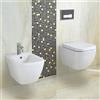 Yellowshop - Sanitari Bagno Sospesi Filo Muro Rimless senza brida Modello Klass Vaso Wc + Coprivaso Soft Close + Bidet