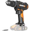 WORX WX370.9 - Trapano avvitatore a percussione a batteria, 20 V, 50 Nm, 2 marce e luce LED, per avvitare, forare e trapano a percussione, 20 livelli di coppia + livello di foratura + funzione di