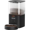 WOPET Dispensatore automatico di cibo per gatti e cani, 4L con timer, alimentazione programmabile 1-6 pasti al giorno, vita della batteria 180 giorni, ciotola in acciaio inox nero