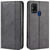 HualuBro Cover per Samsung Galaxy M31, Flip Cover a Libro in Retro PU Pelle Magnetica Antiurto Case Portafoglio Custodia per Samsung Galaxy M31 Cover (Nero)