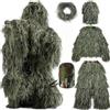 Beler Ghillie Suit per Bambini e Uomini, Completo 5 Pezzi 3D Camouflage per Caccia, Tuta Mimetica per Caccia, Foresta e Missioni Tattiche, Set Mimetico con Giacca, Pantaloni, Copricapo (Verde Bosco, S