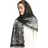 Bozidol Veli Rettangolari da Chiesa per Donne: Velo da Cappella Spagnolo in Pizzo Floreale Nero, Sciarpa da Mantilla, Scialle da Messa Latina, Copricapo