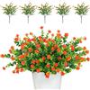 TSHAOUN 5 pezzi Fiori Finti Artificiali Arbusti Piante Resistenti ai Raggi UV per Interni ed Esterni, Decorazione per Casa, Ufficio, Giardino, Patio, Cortile (Rosso-arancio 5 Pezzi)