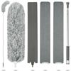 Vicloon Spolverino per Polvere, 5 Pezzi Spolverino Allungabile Ragnatele Pulizia Asta Telescopica, Spolverini per Pulizia di Ragnatele/Ventilatore a Soffitto Alto/Luci/Tapparelle, Grigio