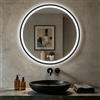 S'bagno Specchio-Bagno-con-Luce 60cm, Specchio-LED-Rotondo-Retroilluminato con Bluetooth, Antiappannamento, 3 Colori Luce, Dimmerabile, Memoria Luci, IP44, Vetro Temperato, Telaio Ferro Nero