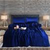 ZIMEL HOMES Set copripiumino in raso, 3 pezzi, morbido, setoso, con copripiumino, 2 federe (blu navy, matrimoniale)