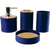 Hosoncovy Set di 4 Pezzi Contenitori da Bagno Set di Accessori da Bagno con Dispenser Sapone, Tazza da Bagno, Portasapone, Portaspazzolino e Dentifricio (Blu Scuro)