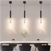 Mikeru Moderno Nero Cilindrico Lampadario, Faretti A Led Cob Per Soffitto Con Tre Temperature Di Colore (3000k/4500k/6000k), Lampada A Sospensione Per Isola Adatta Per Ristoranti E Bar-3Pack