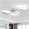 Dorlink Plafoniera LED Soffitto Moderna, 32W 2880LM Lampadario LED Camera da Letto, 6500K Bianco Freddo Lampadari Cucina, 4 Luci Plafoniera Onde Curve Argento, Lampadario Soggiorno, Ø60CM