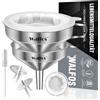 Walfos® Imbuto da Cucina con 2 filtri Rimovibili in Acciaio Inox, 1 colino e 1 Spazzola per la Pulizia del colino per Il trasferimento di ingredienti liquidi (Confezione da 2, 10 cm/13 cm).