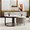 GL Store Tavolino 2-in-1 in MDF con Piano Lucido e Piano in Marmo Bianco, Combinazione Tavolino Soggiorno con 2 Cassetti, Grigio|Aosom