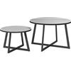 Outsunny Set 2 Tavolini per Esterni con Piano in Vetro Temperato, Ø70x45 cm e Ø50x35 cm, Grigio