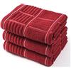 ANYI Strofinacci da cucina resistenti e assorbenti, con passante per appenderlo, 100% cotone, strofinacci da bar (40,6 x 66 cm, set da 3, colore: rosso/bianco)