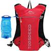 HINATAA Zaino Leggero per l'idratazione, 5L 250g, Gilet Corsa Trail Running, Zaino per Maratona, Ciclismo, Trekking, Arrampicata, Zaino Corsa Running per Donna Uomo (Rosso con 2L Vescica)