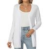 Famrrifuu Cardigan Donna Maglia Maniche Lunghe Elegante Lungo Leggero Aperto Giacca Tinta Unita Estivo Primavera, Bianco, XXL
