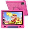 PRITOM Tablet Android 12 per bambini, schermo IPS HD da 10 pollici, 3GB+64GB, software per bambini preinstallato IWAWa, controllo app educative di gioco, WiFi, con custodia a prova di bambino, rosa