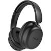 VulTech Cuffie Fold HBT-30BK Over Ear Wireless Bluetooth 5.4, ANC Cancellazione rumore attiva, Aux, Microfono, Pieghevoli, Controllo Traccia, Chiamate, Ricarica Type-C Autonomia 12 ore, Android, iOs