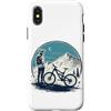 Cyclist racing mountain bike streetwear Mountain bike bicicletta natura avventura retrò Custodia per iPhone X/XS