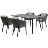 DEODATO Set 5 pezzi tavolo smontabile e 4 sedie grigio e beige Nairobi