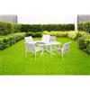 DEODATO Set tavolo rotondo allungabile bianco con 4 sedie grigio Cannes