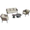 DEODATO Set da giardino 5 pezzi tortora e nero con cuscini beige Arcadia