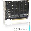 Dpofirs Scheda Adattatore, con 4 Schede di Espansione, 4 Porte M.2 NVMe SSD a PCIE X16 M Key Convertitore Disco Rigido Scheda di Espansione Lettore, velocità di Trasmissione 4 X 32 Gbps(ph44)