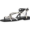 Tamaris Donna Sandali, Signora Sandali con Cinturino,TOUCHit,Scarpa Estiva,Sandalo Estivo,Comodo,Piatto,Black/LT.Gold,39 EU