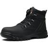 NACKINg Scarpe Antinfortunistiche Uomo Donna Alte Scarpe da Lavoro Impermeabile Stivali da Lavoro Leggere Comode con Punta in Acciaio con Regolazione Rapida dei Lacci, Nero, EU 42