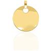forme di Lucchetta - Ciondolo Medaglia rotonda vuota Oro 14k da incidere, Medaglietta 16mm pendente, Ciondoli Charm d'Oro Vero per Bambina Ragazza ideali per Catenina (fino 4mm)