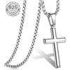 Diamday Dimaday Collana Uomo Donna Collana Croce Ciondolo Argento 925, Ciondolo Croce con Catena Rolo Collana 41-76CM