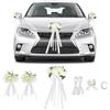 Supaway Decorazione Floreale Auto Matrimonio, Set Cofano Bianco con 3 Rose, Ventose, 2 x 4,4 m di Nastri, 4 Fiocchi e 1 Nastro Adesivo, Addobbi per Macchina da Sposa e Festa