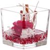 Ars Nova Cubo fondo pietra con rosa baccara cm 12x12 - rosso