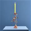 WERNS Candelabro Portacandele Dipinto a Mano Pappagalli 33x16cm Poliresina e Metallo