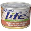 LIFE NATURAL 1 x 150 g Life Natural Le Ricette Lattina Alimento Cibo Umido Completo per Gatti Adulti con Trancetti di Tonno Salmone e Carote