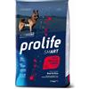 PROLIFE 12 kg Prolife Smart Alimento Cibo Secco Crocchette Croccantini di Mantenimento per Cani Adulti di Taglia Media e Large con Manzo Fresco e Riso No Gluten