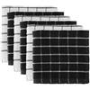 DII Strofinacci da cucina in spugna 100% cotone, lavabili in lavatrice, ultra assorbenti, per tutti i giorni, 30,5 x 30,5 cm, motivo a pannelli, set da 6 pezzi, colore nero