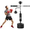 HOMCOM Sacco Boxe da Terra 3 in 1 con 2 Speedball, Barra Girevole e Sacco, Altezza Regolabile da 160-230cm, Nero|Aosom