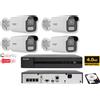 HIKVISION KIT videosorveglianza ip POE Hikvision Nvr 4 canali 4K 4 telecamere Smart Hybrid