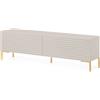 LBSIGN Mobile TV 140 Cm Listellato 2 Ante Tortora Piedini Oro Zenith