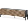 LBSIGN Mobile TV Da Terra 140 Cm Listellato 2 Ante Nero E Rovere Zenith