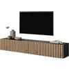 LBSIGN Mobile TV Sospeso Listellato 175 Cm Nero E Rovere Astra