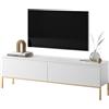 LBSIGN Mobile TV Da Terra 150 Cm 2 Ante Bianco Piedini Oro Lume