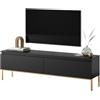 LBSIGN Mobile TV Da Terra 150 Cm 2 Ante Nero Piedini Oro Lume